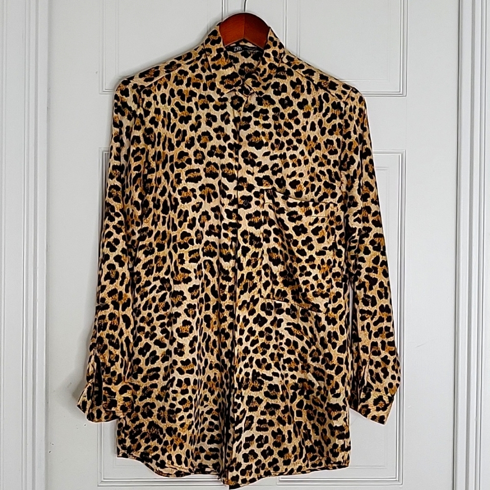 Zara Leopard Print Over-sized Shirt